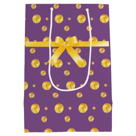 Elegante gouden stippen medium cadeauzakje (Achterkant)