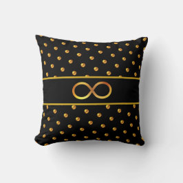Elegante Gouden Stippen & Oneindigheidssymbool Kussen