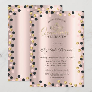Elegante gouden stippen, tiara, roze gouden Quince Kaart