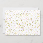 Elegante Gouden Stof Confetti Chic Script Bruiloft Save The Date (Achterkant)