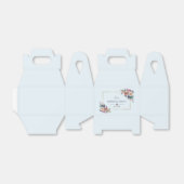 Elegante gouden stoffige blauwe roze bloemige brui bedankdoosjes (Uitgevouwen)