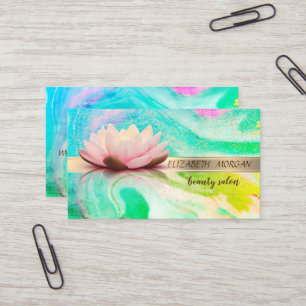 Elegante gouden streep confetti,Lotus,Groene marme Visitekaartje
