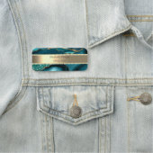 Elegante gouden streep, glitter parels smaragdgroe naamplaatje (In situ)