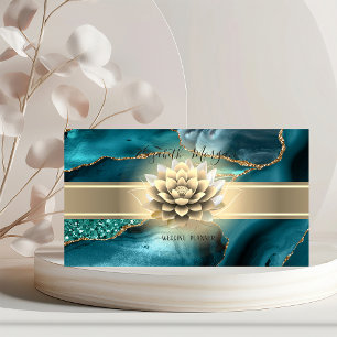 Elegante gouden streep, lotus glitter smaragdgroen visitekaartje