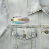 Elegante Gouden Streep, Parels, Violet Blauw Marme Naamplaatje (In situ)