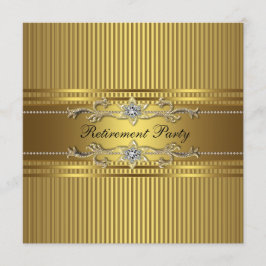 Elegante gouden streep pensioenfeest kaart