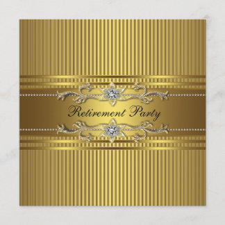 Elegante gouden streep pensioenfeest kaart