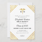 Elegante gouden streep verpleegkunde afstudeerfees kaart (Voorkant)