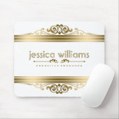 Elegante gouden strepen bloemenaccenten muismat (Met muis)