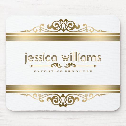 Elegante gouden strepen bloemenaccenten muismat (Voorkant)