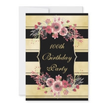 Elegante Gouden Strepen Bloemige Waterverf 100ste