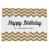 Elegante gouden strepen Happy Birthday Groot Cadeauzakje (Achterkant)