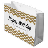 Elegante gouden strepen Happy Birthday Groot Cadeauzakje (Achterkant Gekanteld)