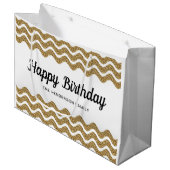 Elegante gouden strepen Happy Birthday Groot Cadeauzakje (Voorkant Gekanteld)