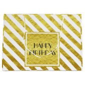 Elegante gouden strepen Happy Birthday Groot Cadeauzakje (Voorkant)