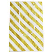 Elegante gouden strepen Happy Birthday Medium Cadeauzakje (Achterkant)