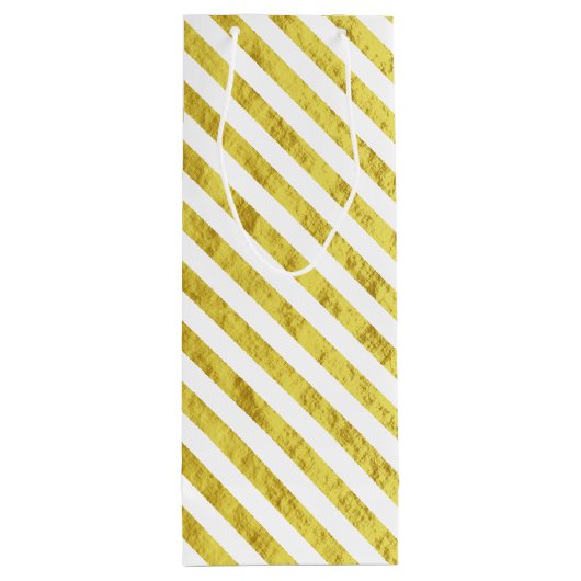 Elegante gouden strepen Happy Birthday Wijn Cadeautas (Achterkant)