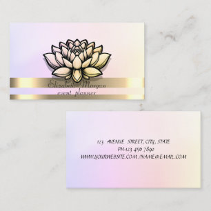 Elegante Gouden Strepen Holografische Chique Lotus Visitekaartje