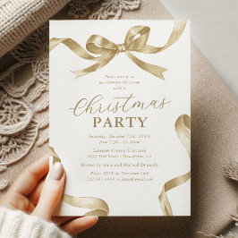 Elegante Gouden Strik Christmas Vakantiefeest Kaart