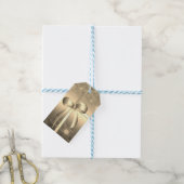 Elegante, gouden strik, confetti cadeaulabel (Met Touw)