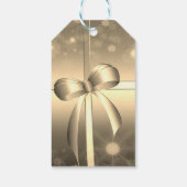 Elegante, gouden strik, confetti cadeaulabel (Achterkant)