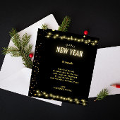 Elegante gouden string lichten NYE Viering Feestdagenkaart