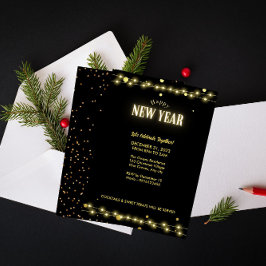 Elegante gouden string lichten NYE Viering Kaart