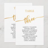 Elegante gouden tafel nummer 3 zitplaatsenkaart kaart (Voorkant / Achterkant)