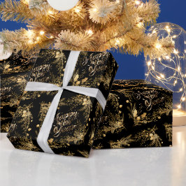 Elegante Gouden Tak Patroon Gelukkig Nieuwjaar Cadeaupapier