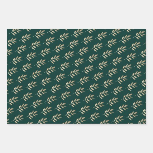 Elegante gouden tak rode en groene kerst inpakpapier vel (Voorkant 3)