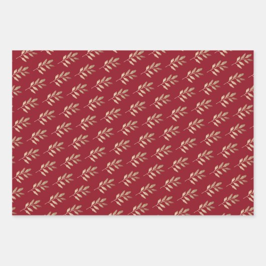 Elegante gouden tak rode en groene kerst inpakpapier vel (Voorkant)