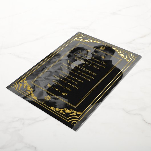 Elegante gouden tarot Kaart bruiloft foto uitnodig (Gedraaid)