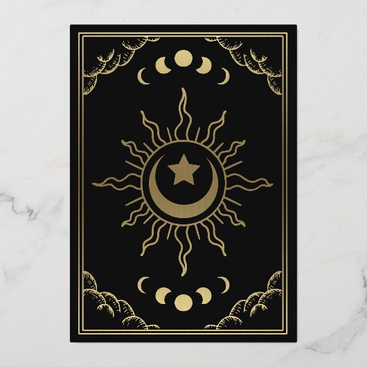 Elegante gouden tarot Kaart bruiloft foto uitnodig (Achterkant)
