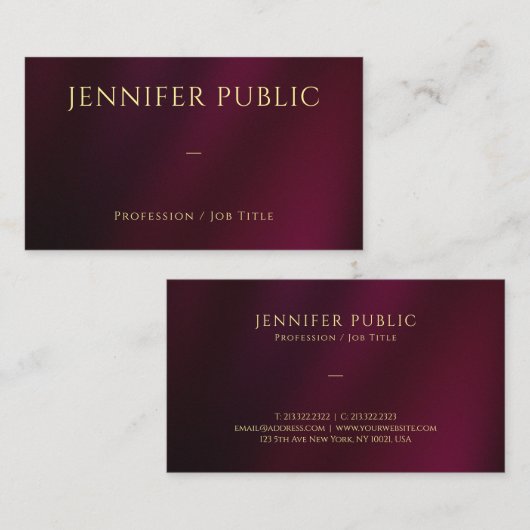 Elegante gouden tekst op maat Professionele luxe Visitekaartje (Voorkant / Achterkant)