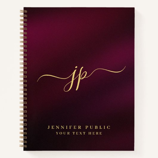 Elegante gouden tekst typografie eerste monogram notitieboek (Voorkant)