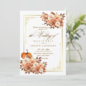 Elegante gouden terracotta bloemenboho rustieke br kaart (Staand voorkant)