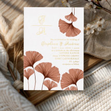 Elegante Gouden Terracotta Loof Huwelijksuitnodigi