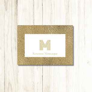 Elegante gouden textuur grote monogram briefpapier notitiekaartje