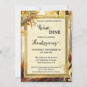 Elegante gouden Thanksgiving Dinner Party Kaart (Voorkant)