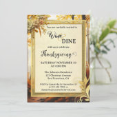 Elegante gouden Thanksgiving Dinner Party Kaart (Staand voorkant)