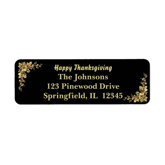 Elegante gouden Thanksgiving Etiket (Voorkant)