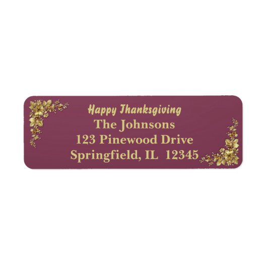 Elegante gouden Thanksgiving Etiket (Voorkant)