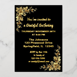 Elegante gouden Thanksgiving Folie Invita Folie Uitnodiging