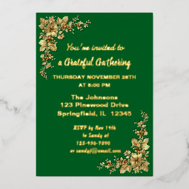 Elegante gouden Thanksgiving Folie Invita Folie Uitnodiging