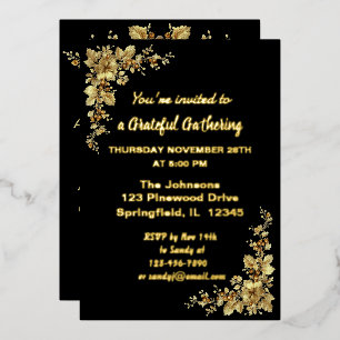 Elegante gouden Thanksgiving Folie Invita Uitnodiging