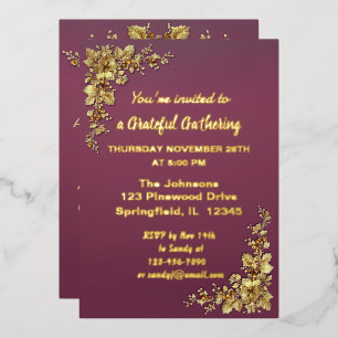 Elegante Gouden Thanksgiving Folie Uitnodiging