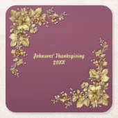 Elegante gouden Thanksgiving Kartonnen Onderzetters (Voorkant)