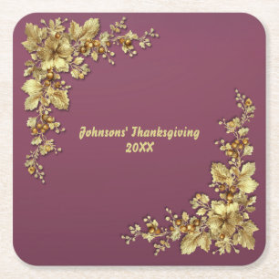 Elegante gouden Thanksgiving Kartonnen Onderzetters