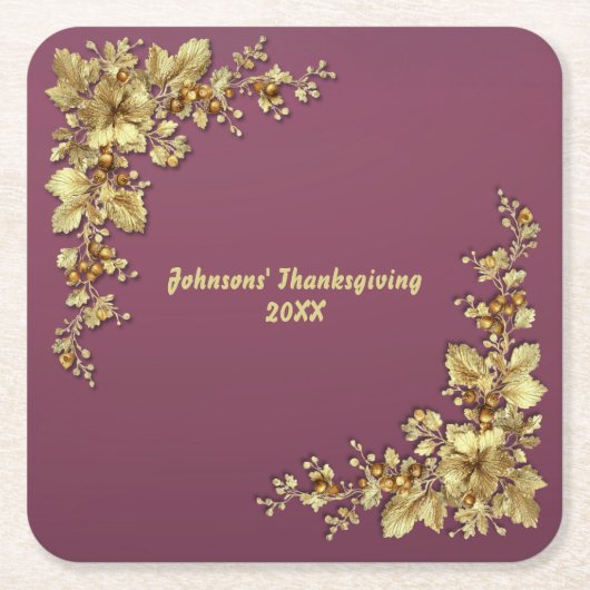 Elegante gouden Thanksgiving Kartonnen Onderzetters (Voorkant)