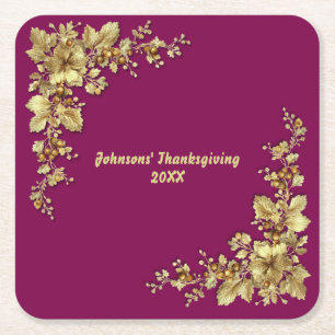 Elegante gouden Thanksgiving Kartonnen Onderzetters
